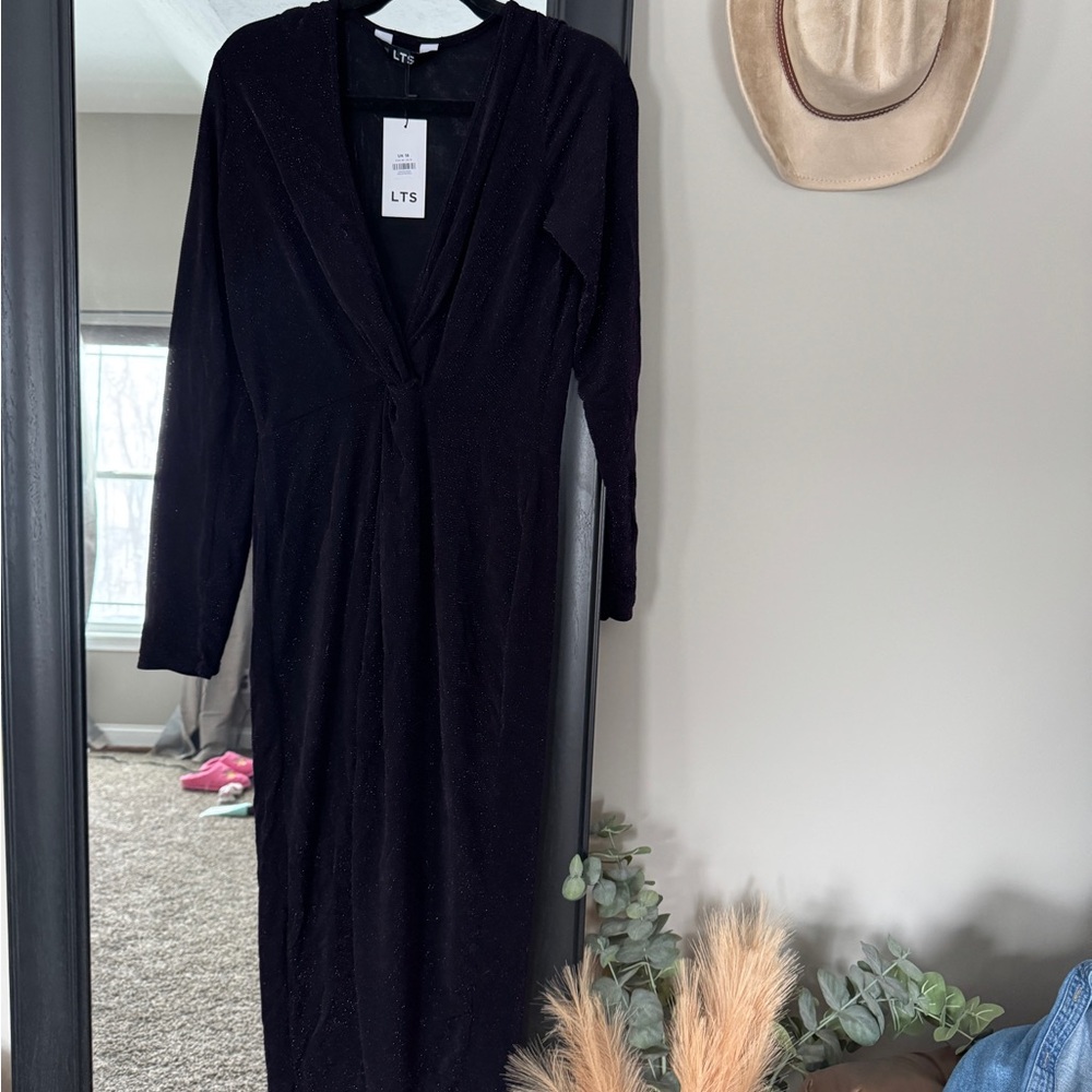 Black & Purple Sparkle Long Sleeve Dress
